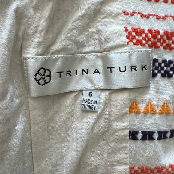 GUC Trina Turk White Embroidered Beatrix Moto Jacket 6 - Picture 11 of 14